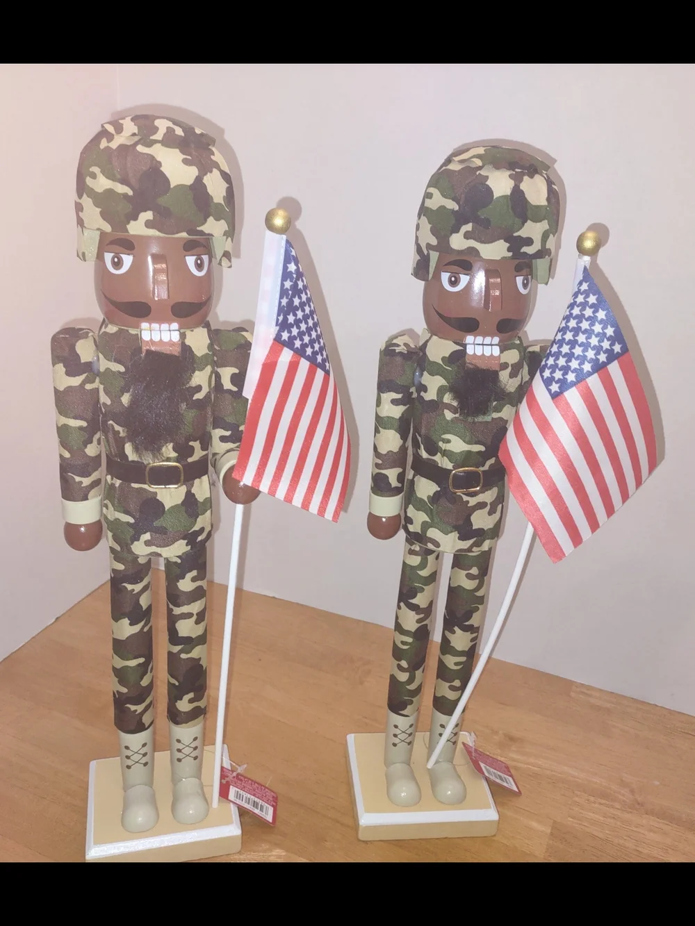 Ashland Camouflage Soldier Nutcracker with American Flag - Green, Brown, Tan - Picture 1 of 3